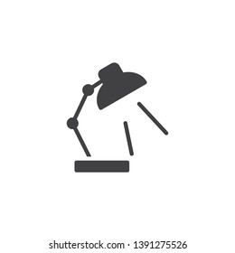 Desk lamp vector icon. filled flat sign for mobile concept and web design. Tabletop lamp glyph icon. Symbol, logo illustration. Pixel perfect vector graphics