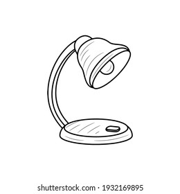 Desk Lamp vector illustration, simple hand drawn educational object Line Icon 