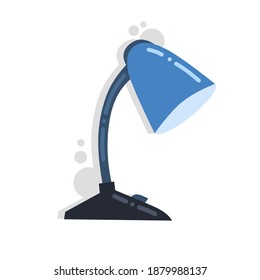 lámpara de escritorio, ilustración vectorial de la lámpara de estudio, lámpara de mesa.  color azul, diseño minimalista sencillo.