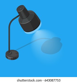 Desk lamp vector on blue background