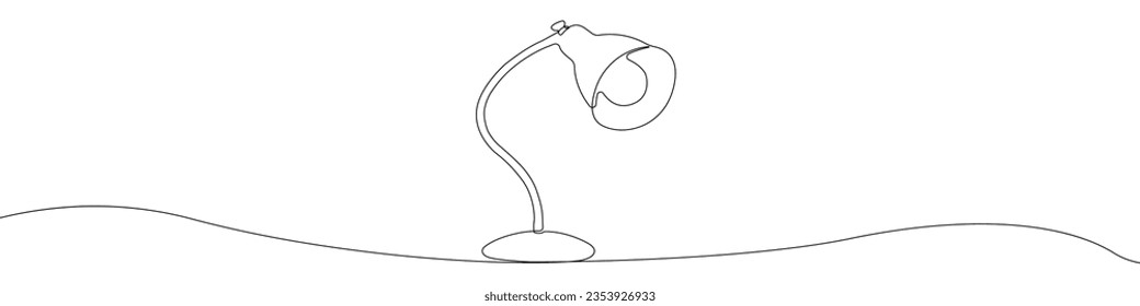 Desk lamp vector one line draw icon. Lamp linear continuous outline in one line. Lamp for learning vector. Continuous line table led lamp vector design.