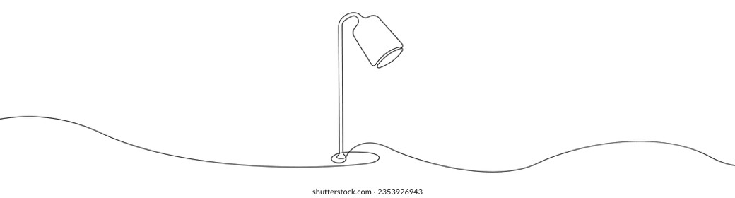 Icono de tracción de una línea vectorial de lámpara de escritorio. Lámpara contorno lineal continuo en una línea. Lámpara para para el vector de aprendizaje. Diseño de vectores de lámpara de línea continua.