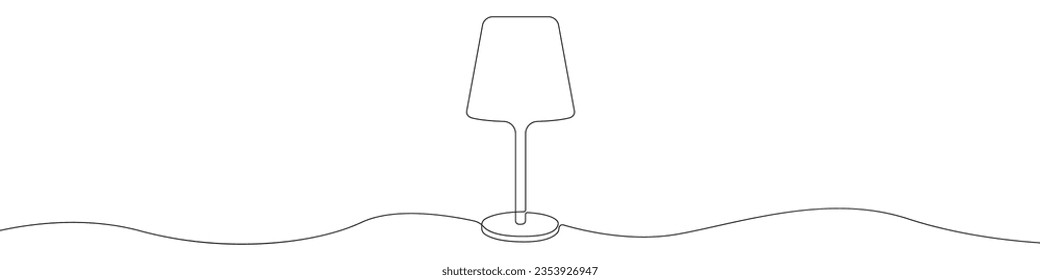 Desk lamp vector one line draw icon. Lamp linear continuous outline in one line. Lamp for learning vector. Continuous line table led lamp vector design.