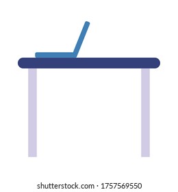 escritorio con diseño de laptop, trabajo de trabajo corporativo de objetos de Office ocupación y tema de comunicación Ilustración de vectores