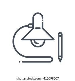 Desk Light, Office Space Icon Suitable For Info Graphics, Websites And Print Media And  Interfaces. Hand Drawn Style, Line Vector Icon.