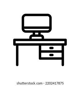 Desk Line Icon Illustration Vector Graphic