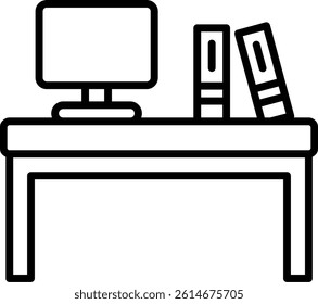 Desk Line Vector Icon Design
