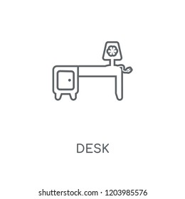 Desk linear icon. Desk concept stroke symbol design. Thin graphic elements vector illustration, outline pattern on a white background, eps 10.