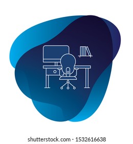 desk linear icon. Thin line illustration. Keeping workplace clean. Tidy home or office desk. Contour symbol. Vector isolated outline drawing. Editable stroke