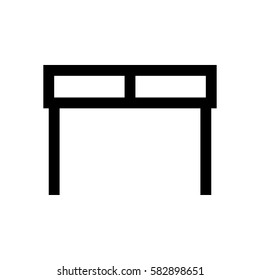 Desk mini line, icon, background and graphic. The icon is black and white, linear  flat, vector, pixel perfect, minimal, suitable for web and print. 