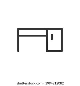 Desk minimal line icon. Web stroke symbol design. Desk sign isolated on a white background. Premium line icon.