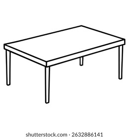 Desk with monitor isolated on transparent background in line art style