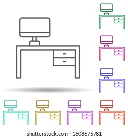 desk multi color style icon. Simple thin line, outline vector of furniture icons for ui and ux, website or mobile application