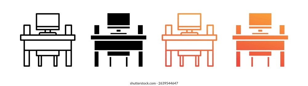 Desk Multi Style Icon Set Vector
