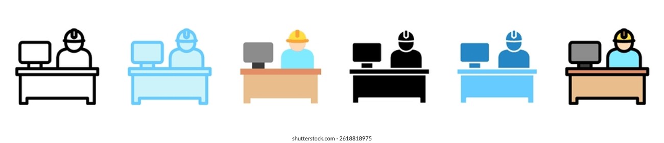 Desk multi style, mini illustration icon. use for modern concept, print, UI, UX kit, web and app development. Vector EPS 10, related to labor day, industry, worker.