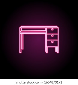 Desk neon icon. Simple thin line, outline vector of household icons for ui and ux, website or mobile application