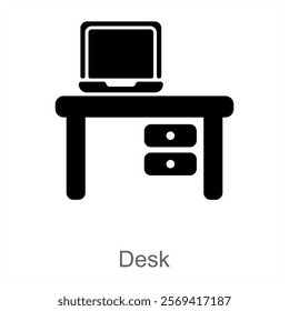 Desk and office icon concept