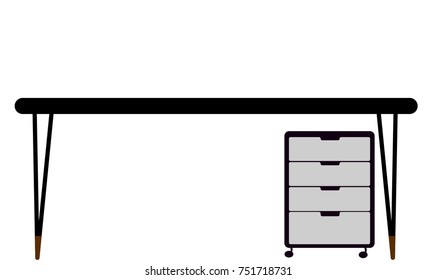 Desk office isolated vector illustration