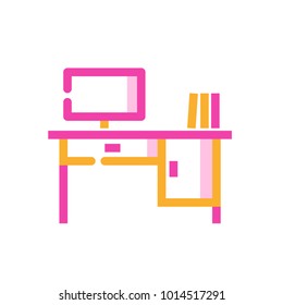 desk office orange violet shady icon