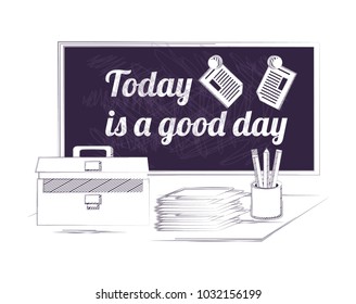 Desk and office supplies design