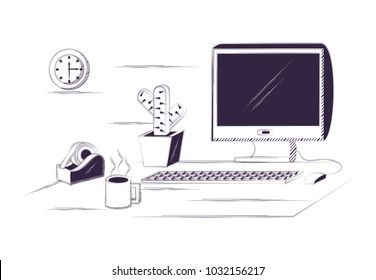 Desk and office supplies design
