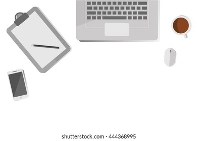 Desk Office Vector Illustration Copy Space