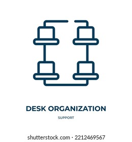 Desk Organization Icon. Linear Vector Illustration From Support Collection. Outline Desk Organization Icon Vector. Thin Line Symbol For Use On Web And Mobile Apps, Logo, Print Media.