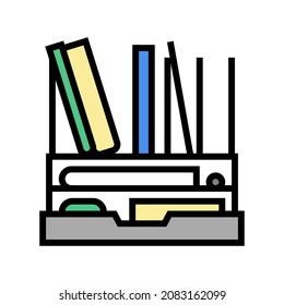 Farbsymbol des Tischorganisators. Schreibtischorganisatorzeichen. einzelne Symbolillustration