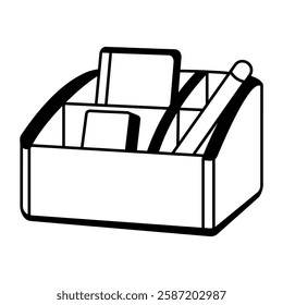 Desk organizer icon in doodle style 

