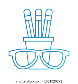 Desk organizer Icon, Vector Illustration, Education Colour Outline