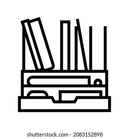 vector de icono de línea organizador de escritorio. signo del organizador del escritorio. símbolo de contorno aislado ilustración negra