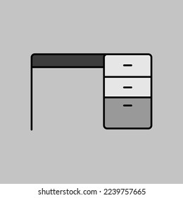Desk outline grayscale icon. Workspace sign. Graph symbol for your web site design, logo, app, UI. Vector illustration, EPS10.