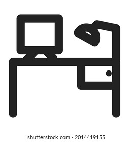 Desk outline icon, suitable for office set