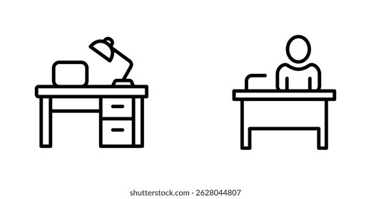 desk outline or line icon design bundle.