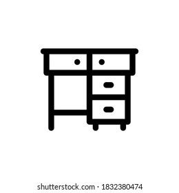 Desk outlined vector icon n