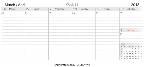 Desk Pad Working Calendar for 2018 year, Tasks calendar, Weekly Schedule