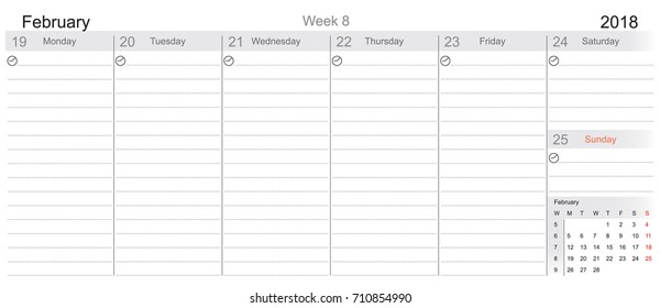 Desk Pad Working Calendar for 2018 year, Tasks calendar, Weekly Schedule