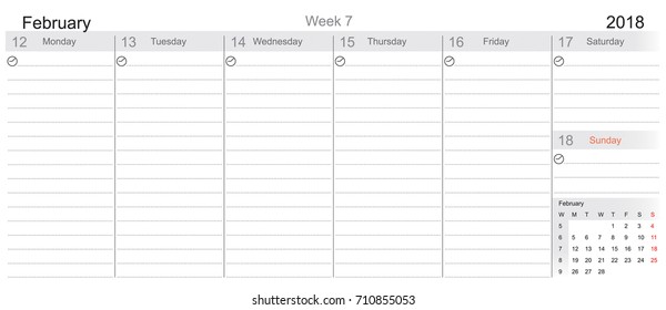 Desk Pad Working Calendar for 2018 year, Tasks calendar, Weekly Schedule