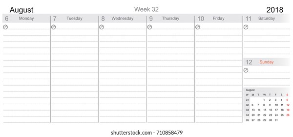 Desk Pad Working Calendar for 2018 year, Tasks calendar, Weekly Schedule