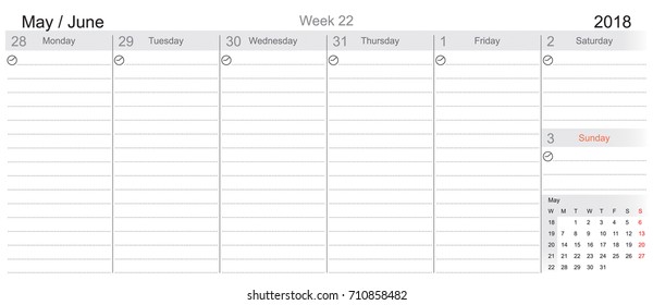 Desk Pad Working Calendar for 2018 year, Tasks calendar, Weekly Schedule