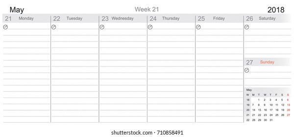 Desk Pad Working Calendar for 2018 year, Tasks calendar, Weekly Schedule