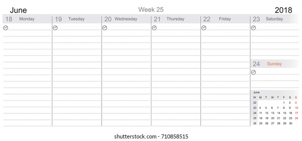 Desk Pad Working Calendar for 2018 year, Tasks calendar, Weekly Schedule