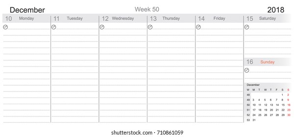 Desk Pad Working Calendar for 2018 year, Tasks calendar, Weekly Schedule