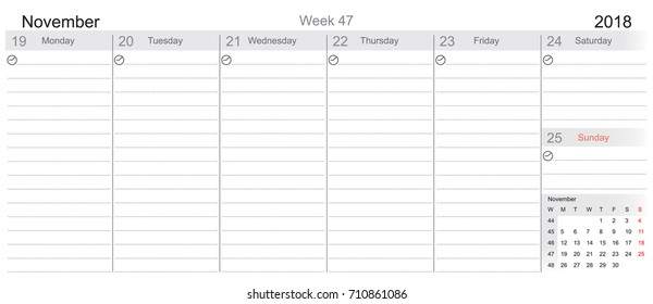 Desk Pad Working Calendar for 2018 year, Tasks calendar, Weekly Schedule