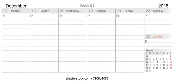 Desk Pad Working Calendar for 2018 year, Tasks calendar, Weekly Schedule