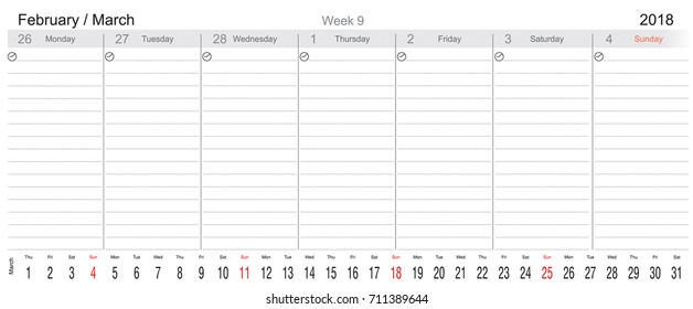 Desk Pad Working Calendar for 2018 year, Tasks calendar, Weekly Schedule, With big month, English