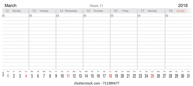 Desk Pad Working Calendar for 2018 year, Tasks calendar, Weekly Schedule, With big month, English