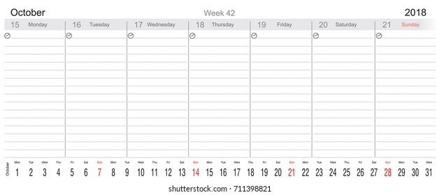 Desk Pad Working Calendar for 2018 year with Big month, Tasks calendar, Weekly Schedule, English