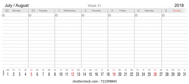 Desk Pad Working Calendar for 2018 year with Big month, Tasks calendar, Weekly Schedule, English