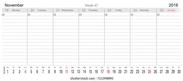 Desk Pad Working Calendar for 2018 year with Big month, Tasks calendar, Weekly Schedule, English